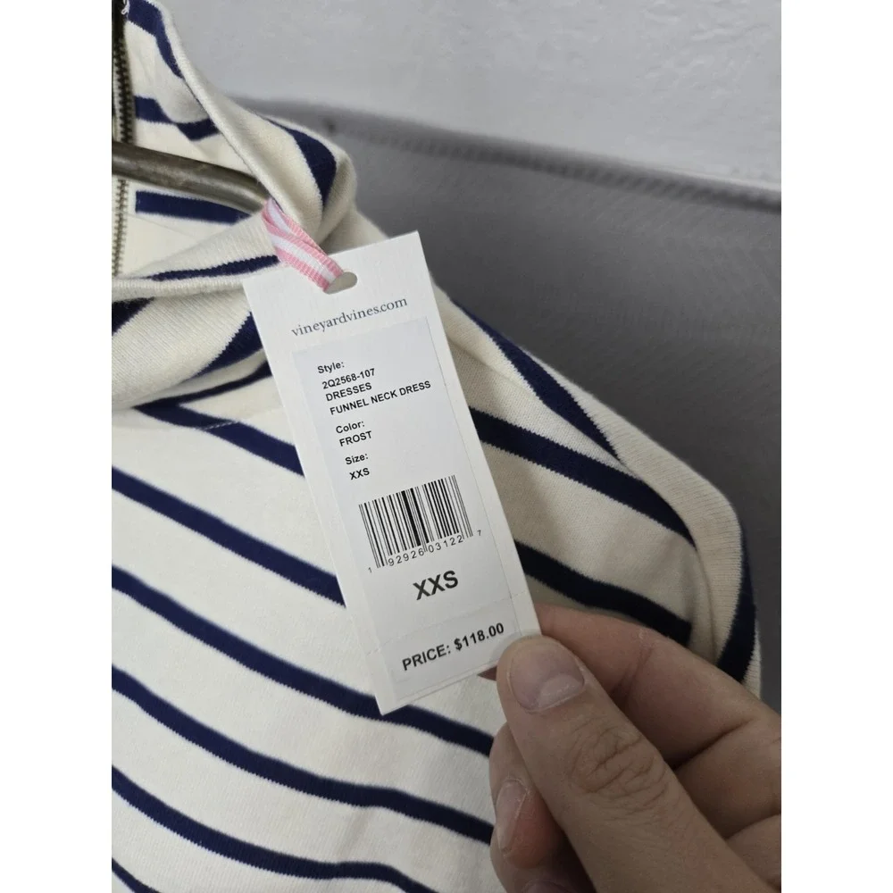 Vineyard Vines Funnel Neck Dress Womens‎ sz XXS $118 MSRP blue stripe summer